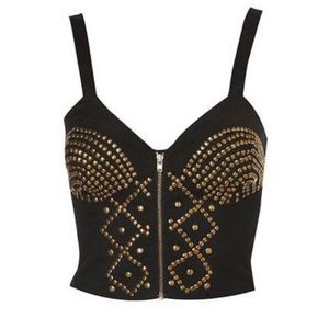Top Shop- Gold studded black crop top